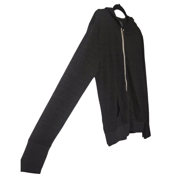 Earthspun Charcoal Zip-Up Hooded Sweater with Relaxed Fit Size Large - Picture 2 of 5